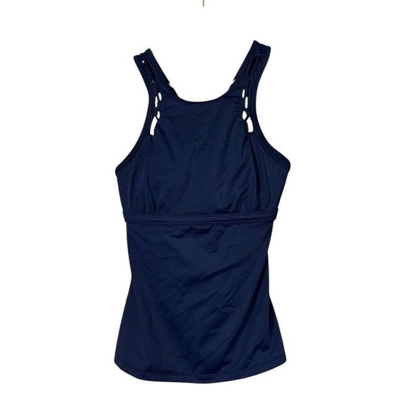 Athleta High Neck Bra Cup Loop Tankini Top blue 34D / DD - Picture 1 of 11